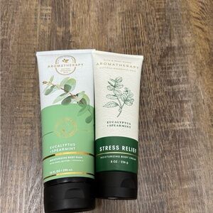 Bath & Body Works Aromatherapy Eucalyptus Spearmint Body Wash and Cream Bundle 2